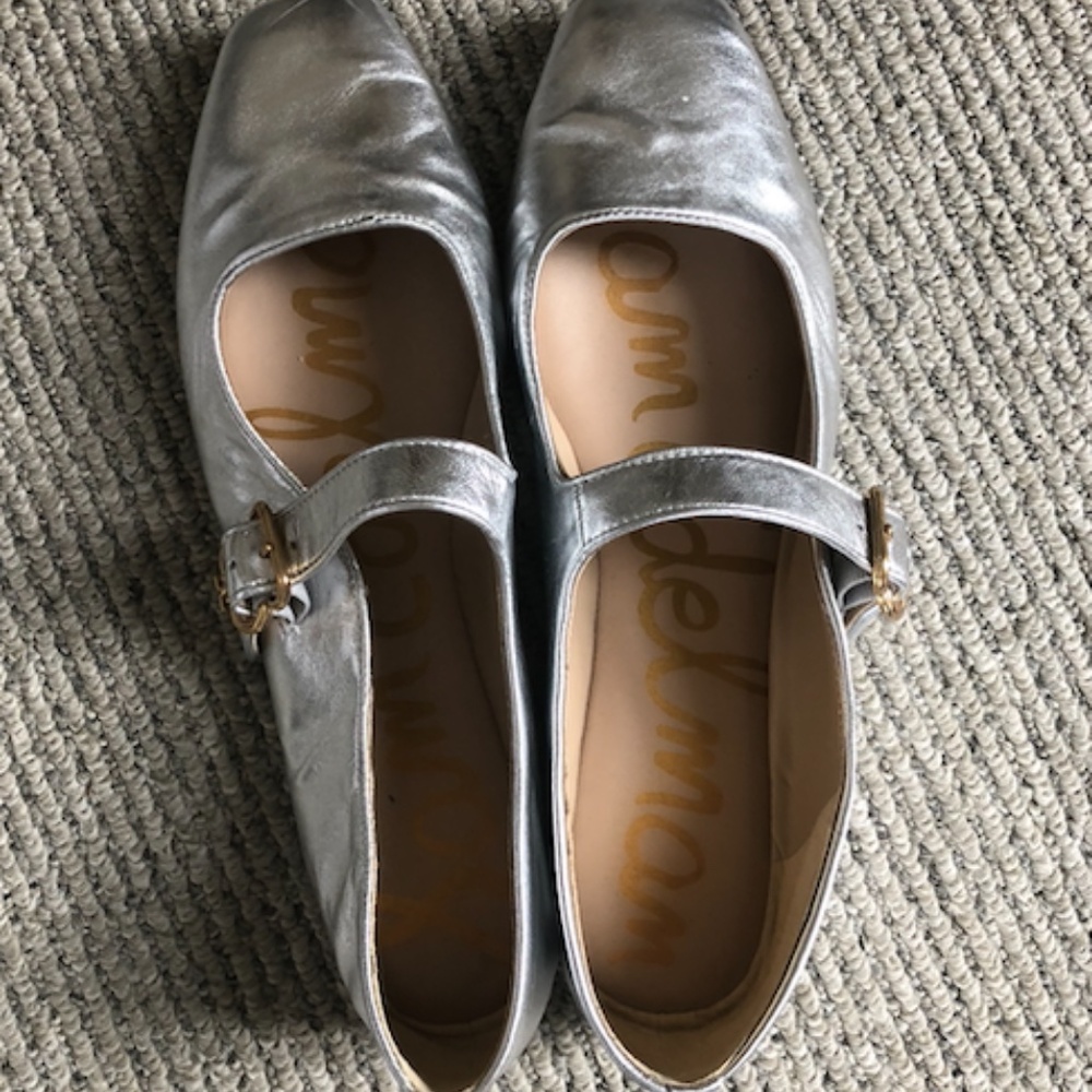 Sam Edelman Michaela Mary Janes silver leather size 9